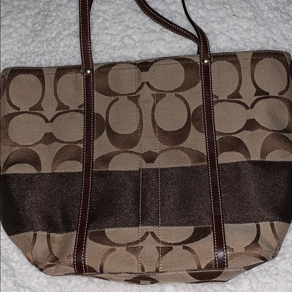 Coach Signature Brown Stripe Handbag Legacy - Picture 3 of 5